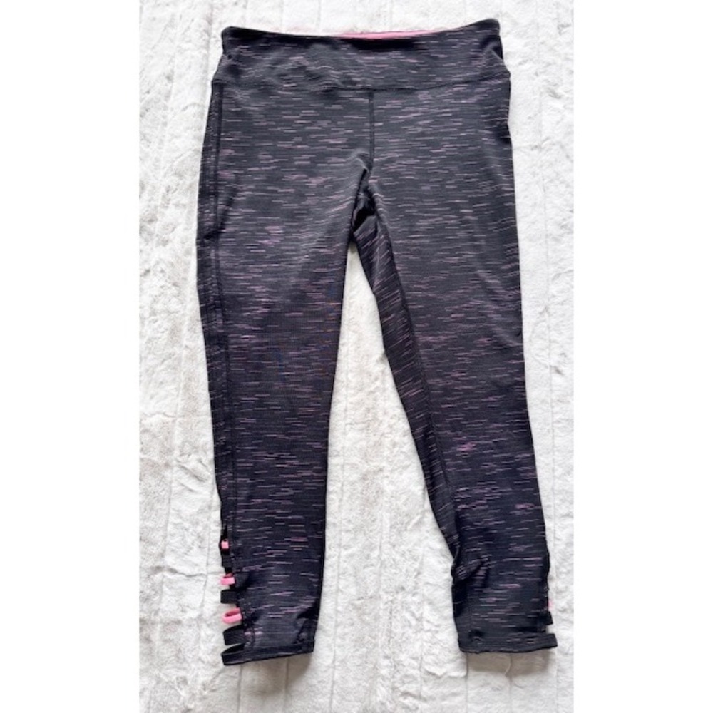 Maurices inMOTION Womens Black Pink Space Dye Lattice Ankle Leggings Size 1